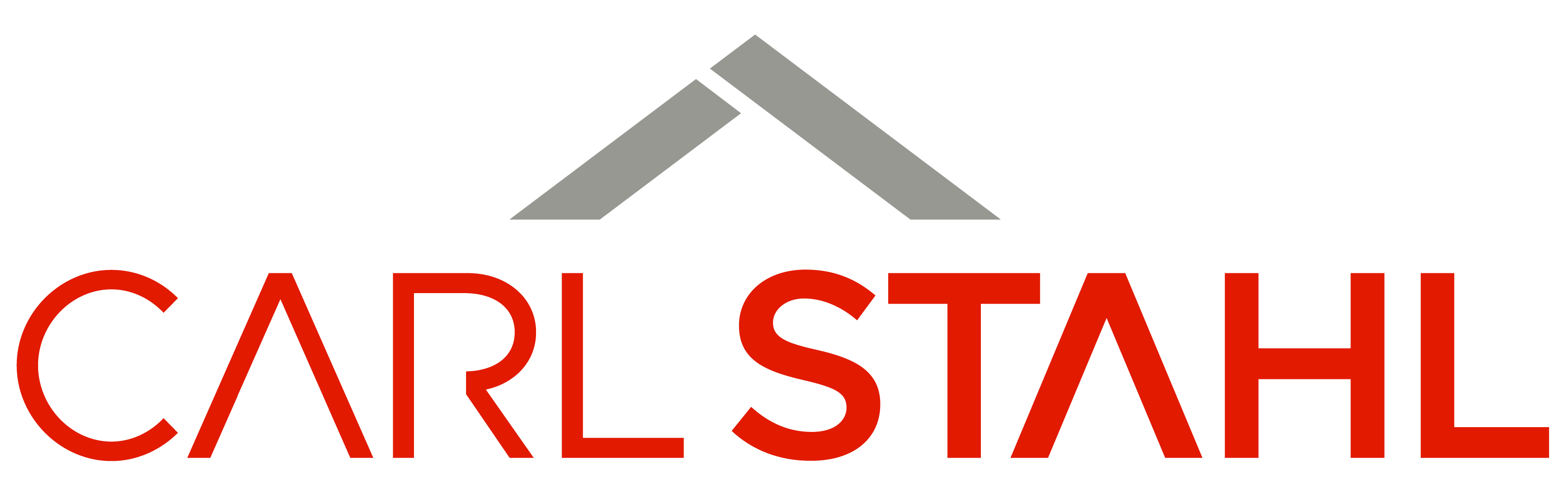 The image shows the "CARL STAHL" logo in red, with a gray triangular graphic above the "A", on a gray background.